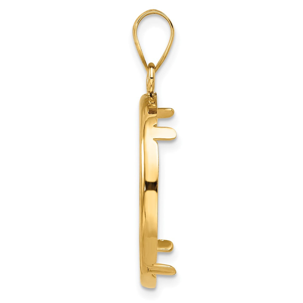 Wideband Distinguished Coin Jewelry 14k Polished 21.6mm Prong Coin Bezel Pendant