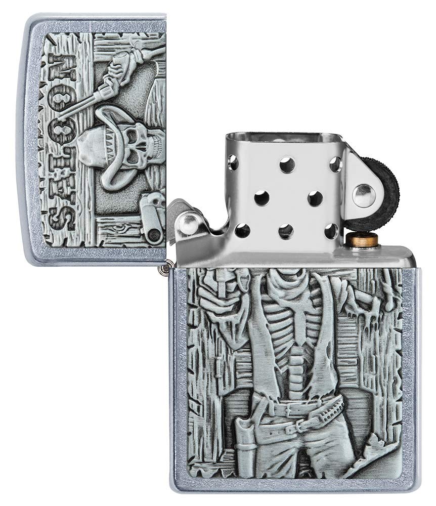 Zippo Saloon Skull Emblem Street Chrome Pocket Lighter