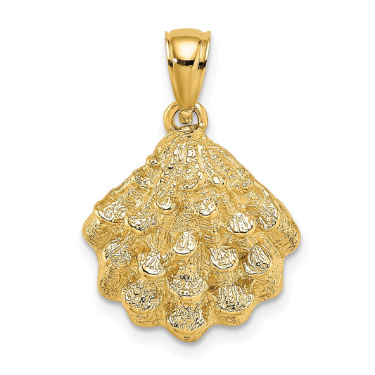 14K Textured Oyster Shell Charm