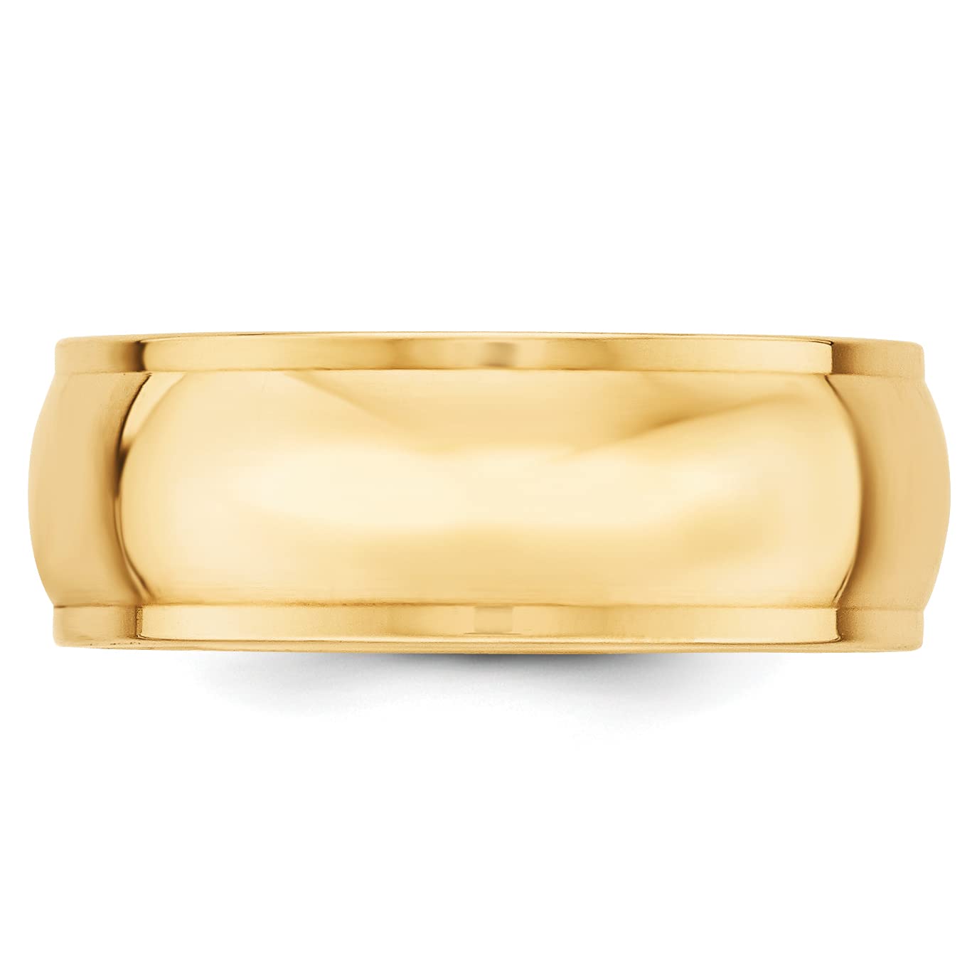 14k Yellow Gold 8mm Half Round with Edge Wedding Band Size 10