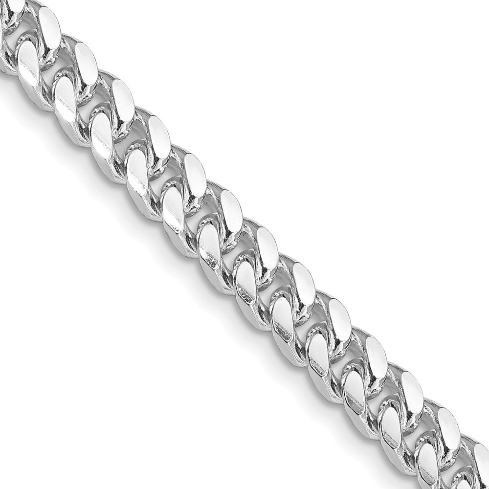 Sterling Silver Rhodium-plated 6mm Domed w/ Side D/C Curb Chain 24 Inches