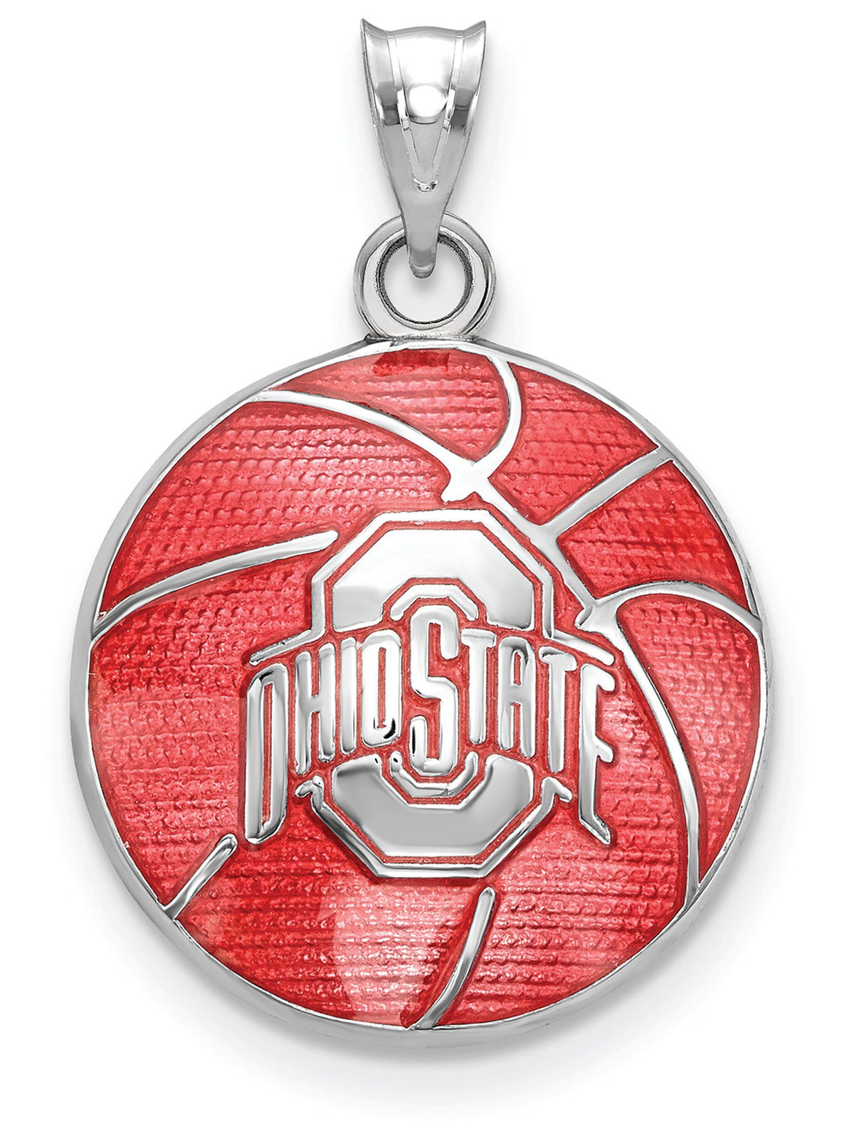 Logoart Sterling Silver the Ohio State Univ. Enameled Basketball Pendant Female Adult