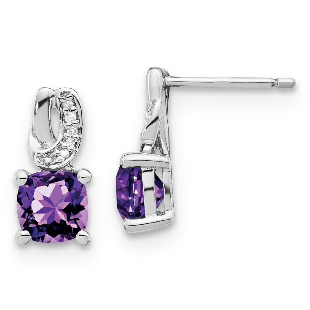 SS Amethyst & Diamond Earrings