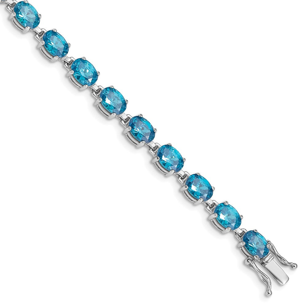 Sterling Silver Rhodium-plated Blue Topaz 6.5in Bracelet 7 inches