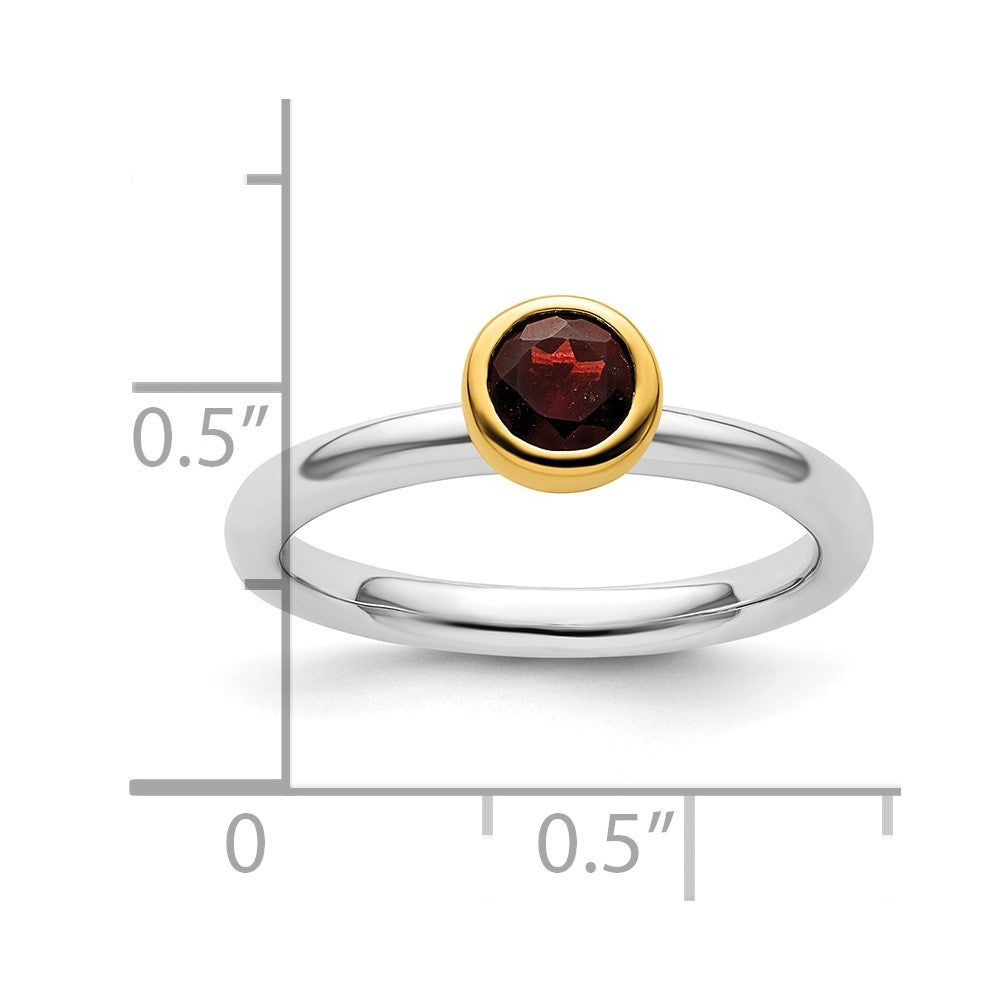 Sterling Silver Stackable Expressions w/Gold-plated Garnet Ring Size -9