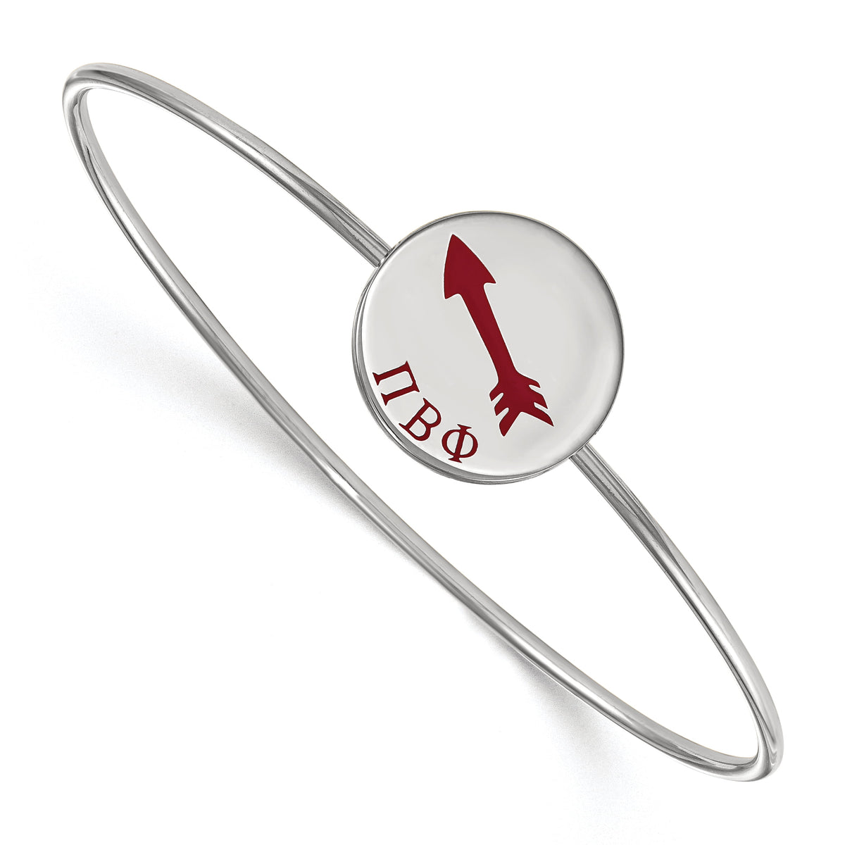 Sterling Silver Official Licensed Greek Sororities Pi Beta Phi (???) Enameled Slip-on Bangle
