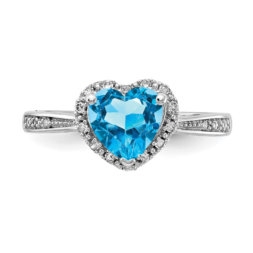 Sterling Silver Blue Topaz & Diamond Ring
