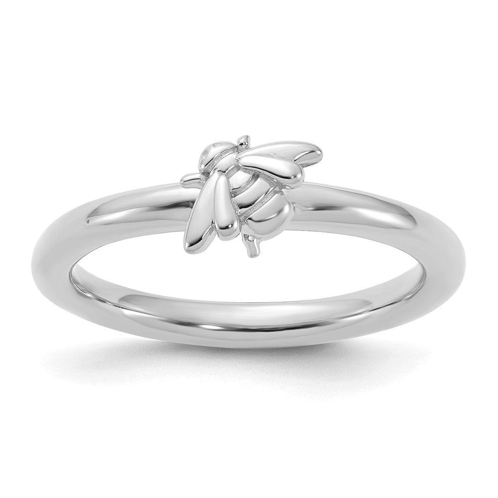 Sterling Silver Stackable Expressions Rhodium-plated Bee Ring Size -6