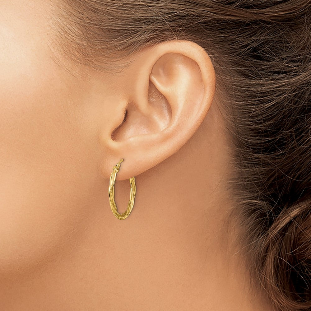 10k Polished Twisted 2.5mm Hoop Earrings