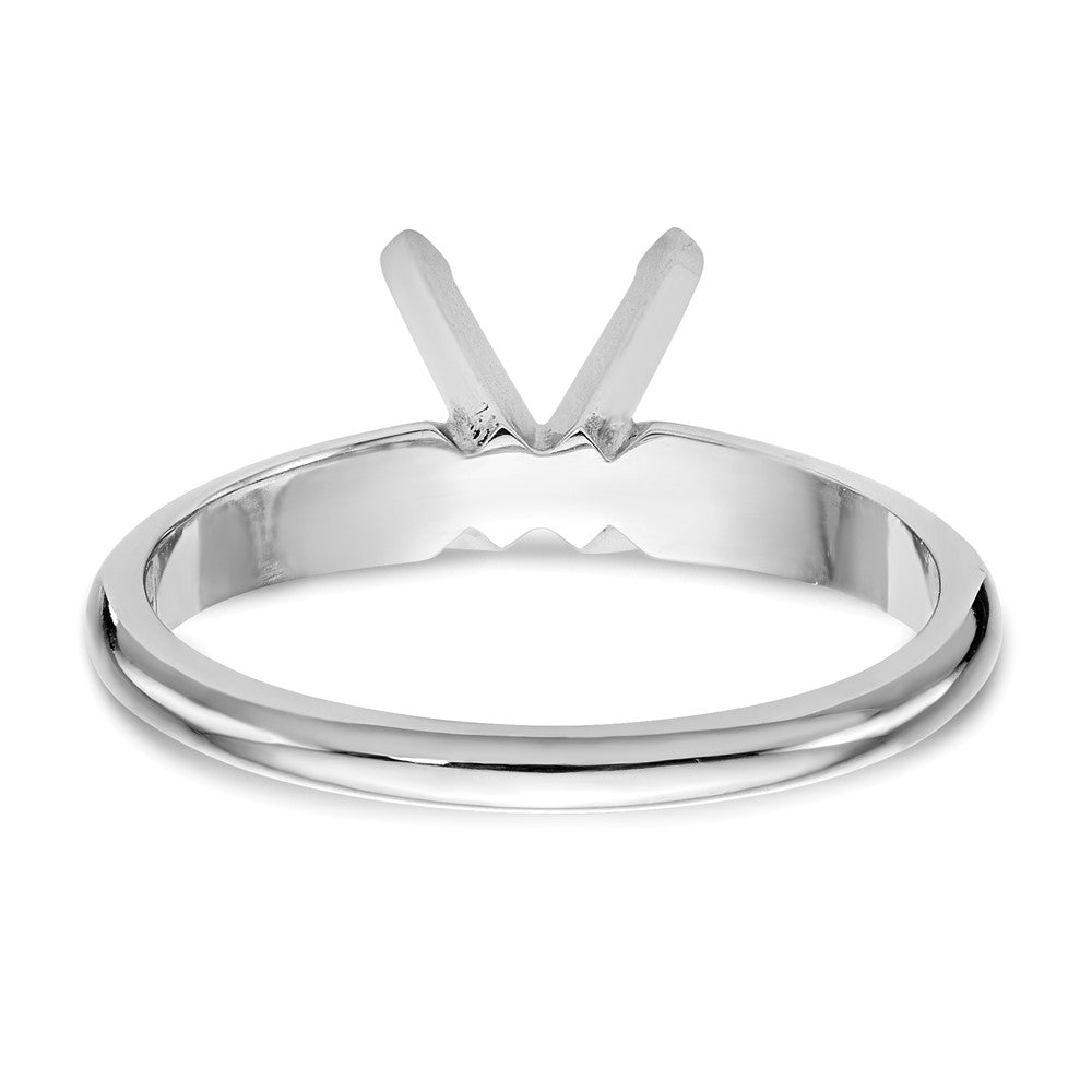 14k White Gold 3.5mm Medium-Weight Half-Round 4-Prong Princess Solitaire Ring Mounting