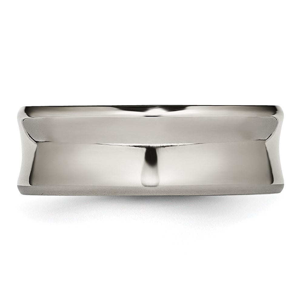 Titanium Polished Concave 8mm Beveled Edge Band Size - 8.5