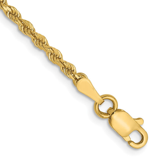 14K 2mm Diamond-Cut Rope Chain 7  inches