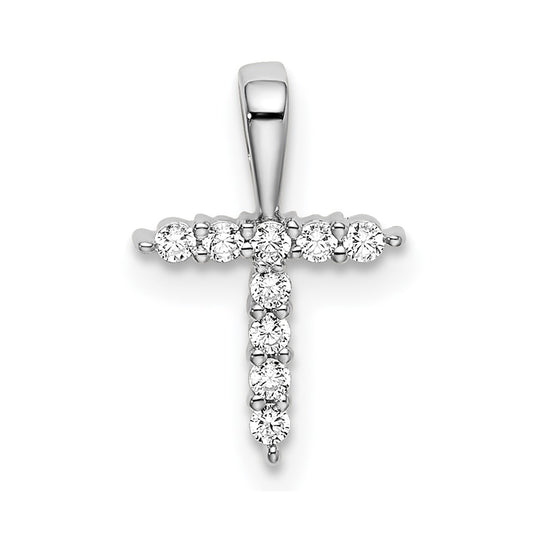 14k White Gold 1/10 carat Lab Grown Diamond VS/SI+ G+ Letter T Initial Pendant