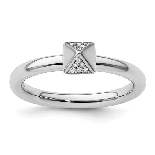 Sterling Silver Stackable Expressions Diamond Ring Size -5
