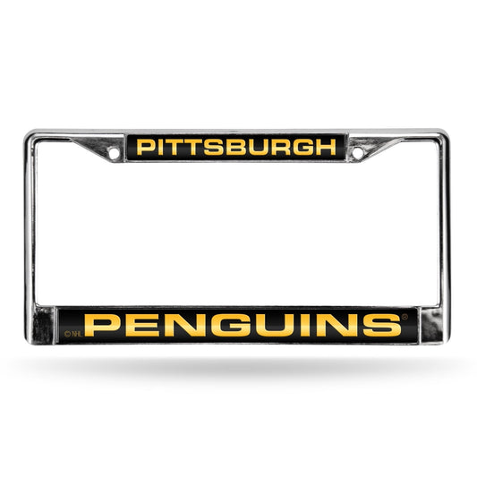 Pittsburgh Hockey Penguin's Chrome Laser Cut License Plate Frame