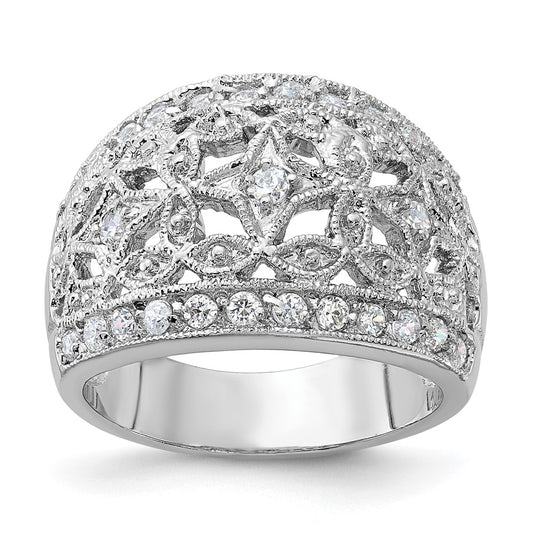 Sterling Silver Polished Fancy CZ Ring