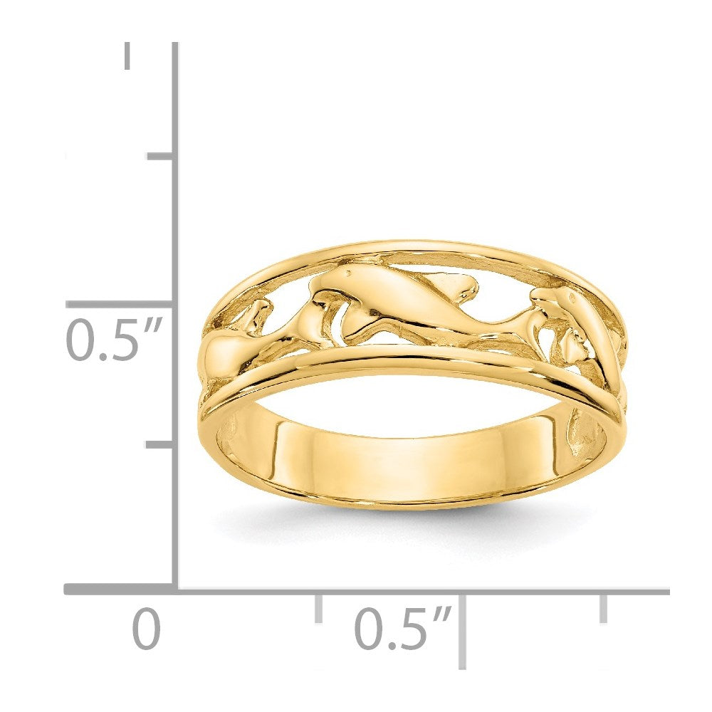 14K Triple Dolphin Band Ring Size 6.5