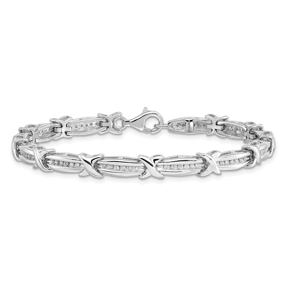 Sterling Silver Rhodium-plated Diam. Bracelet 7.25 inches
