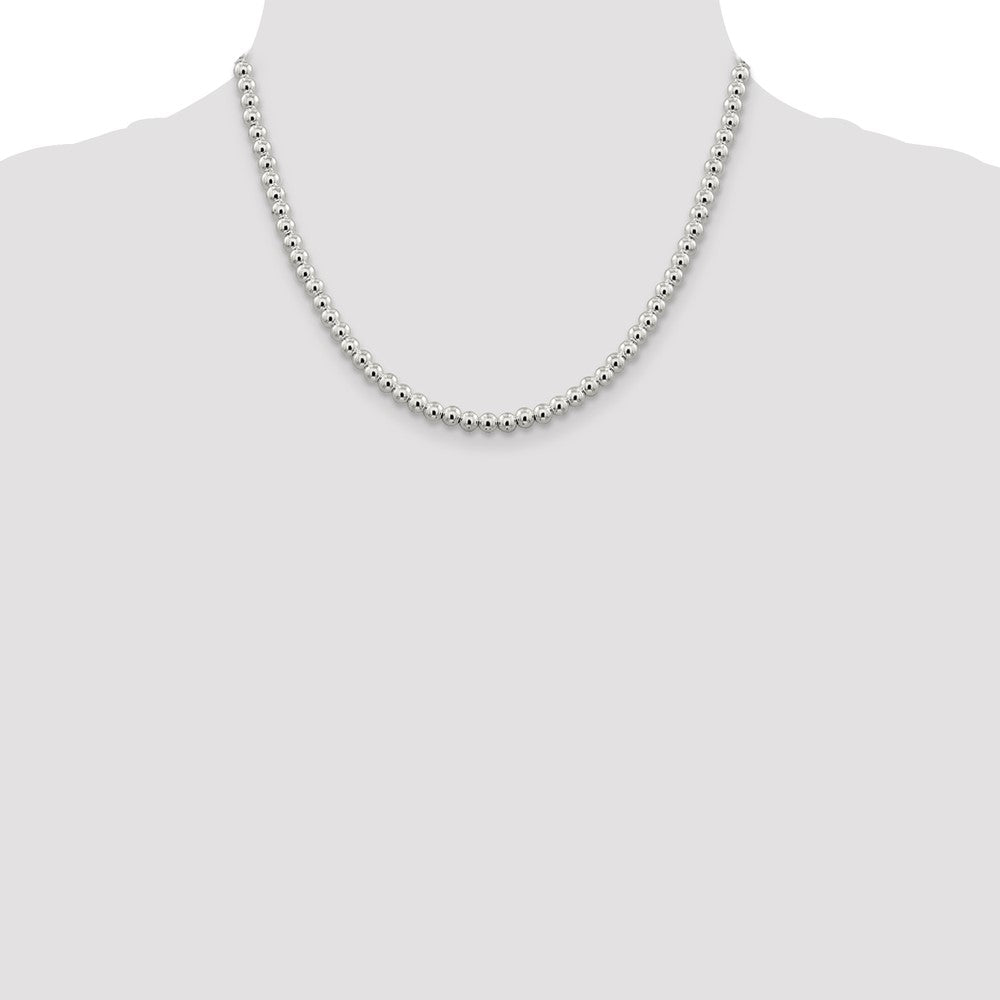 Sterling Silver 5mm Beads on Box Chain 18 Inches