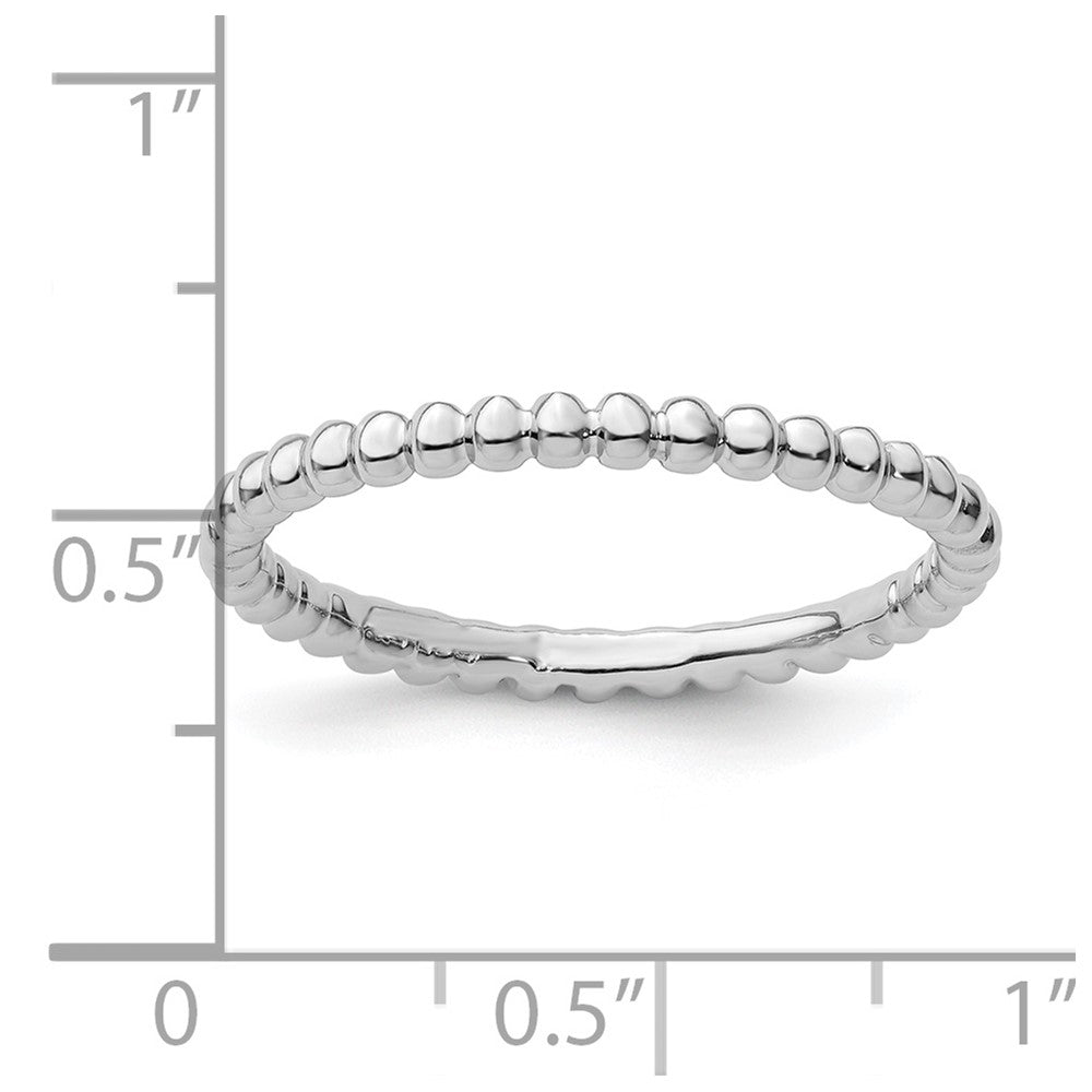 Sterling Silver Stackable Expressions Rhodium Beaded Ring Size -7