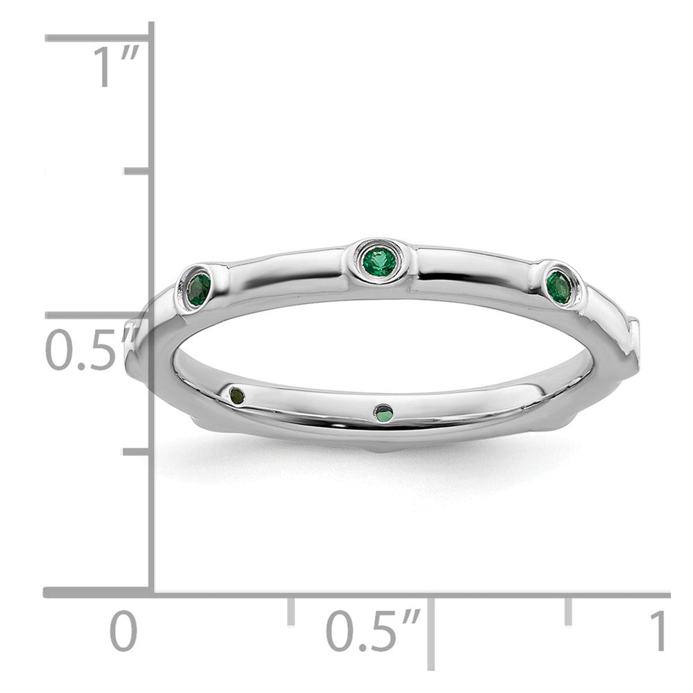 Sterling Silver Stackable Expressions Created Emerald Ring Size -7