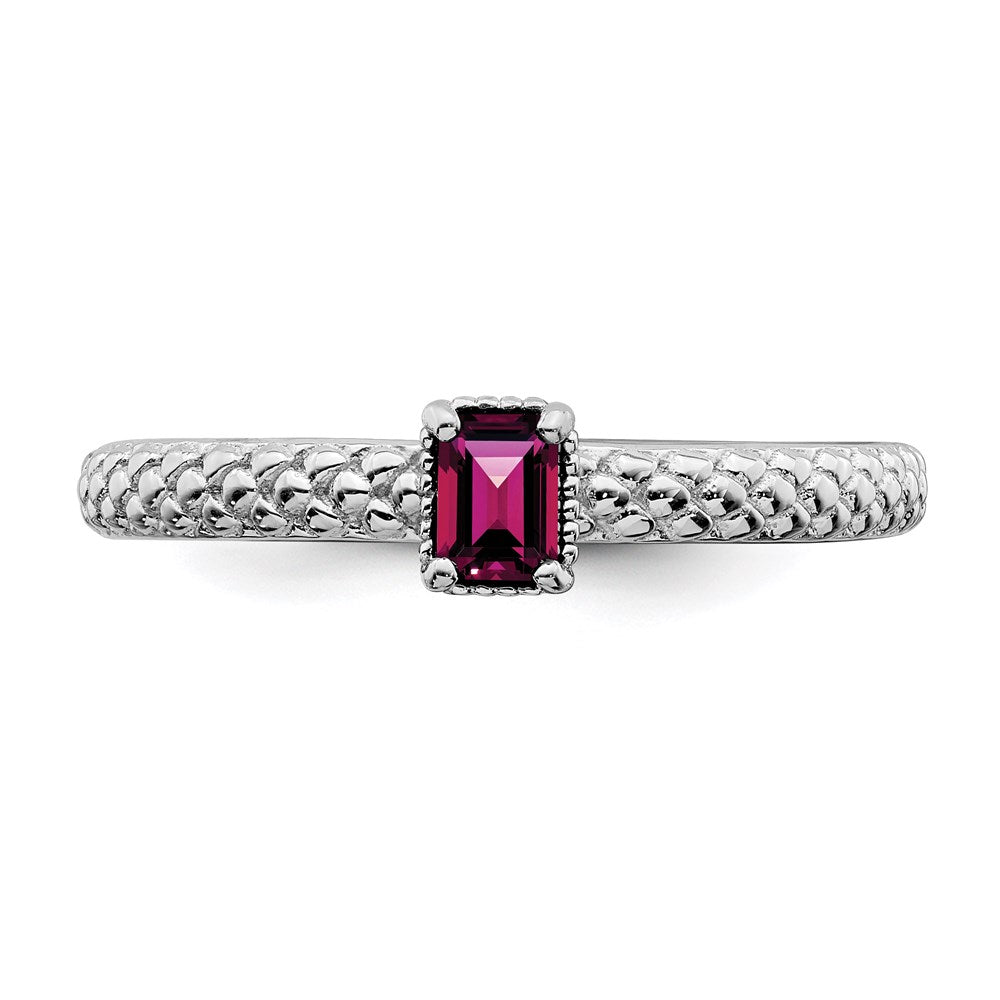 Sterling Silver Stackable Expressions Created Ruby Single Stone Ring Size -10