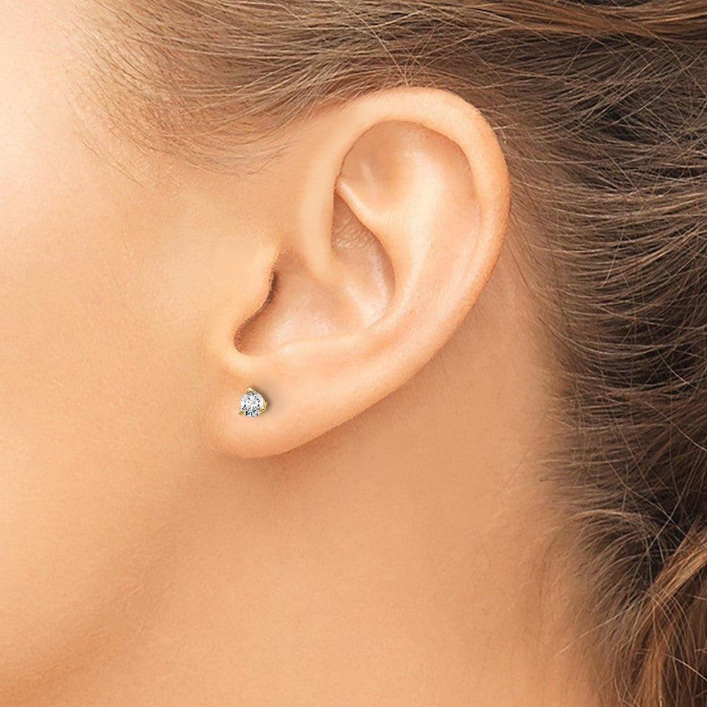 14k Yellow Gold 1/3 ctw Lab Grown Diamond VS+ F+ Round 3 Prong Heavy Wt. Screwback Stud Earrings
