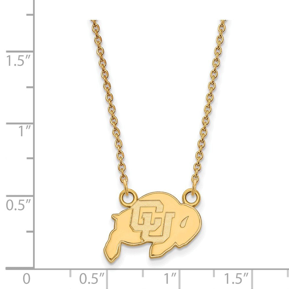 Beautiful Sterling Silver w/GP LogoArt University of Colorado Small Pendant w/Necklac