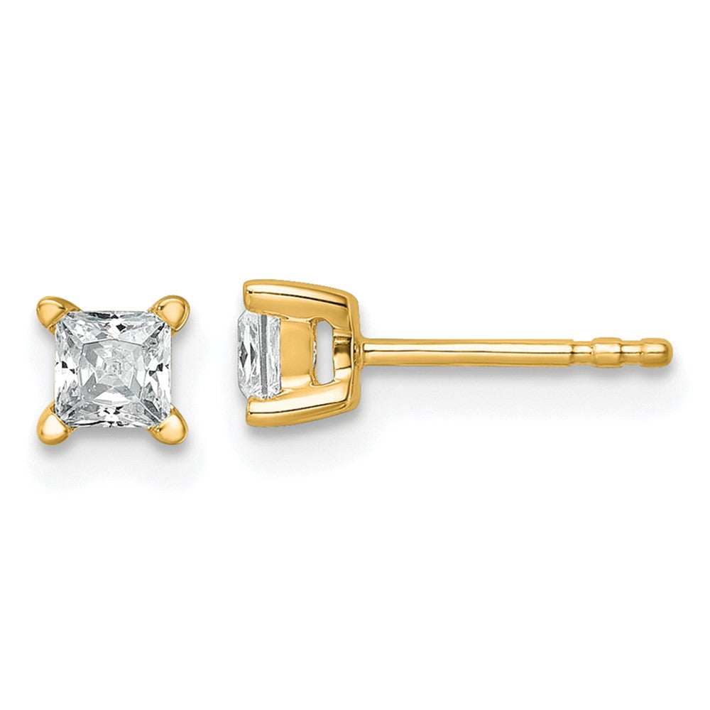 14k Yellow Gold 1/2 ctw Lab Grown Diamond VS+ F+ Princess 4 Prong Heavy Wt. Stud Earrings