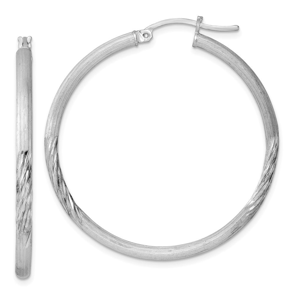 Sterling Silver Rhodium-plated 5mm Round Hoop Earrings