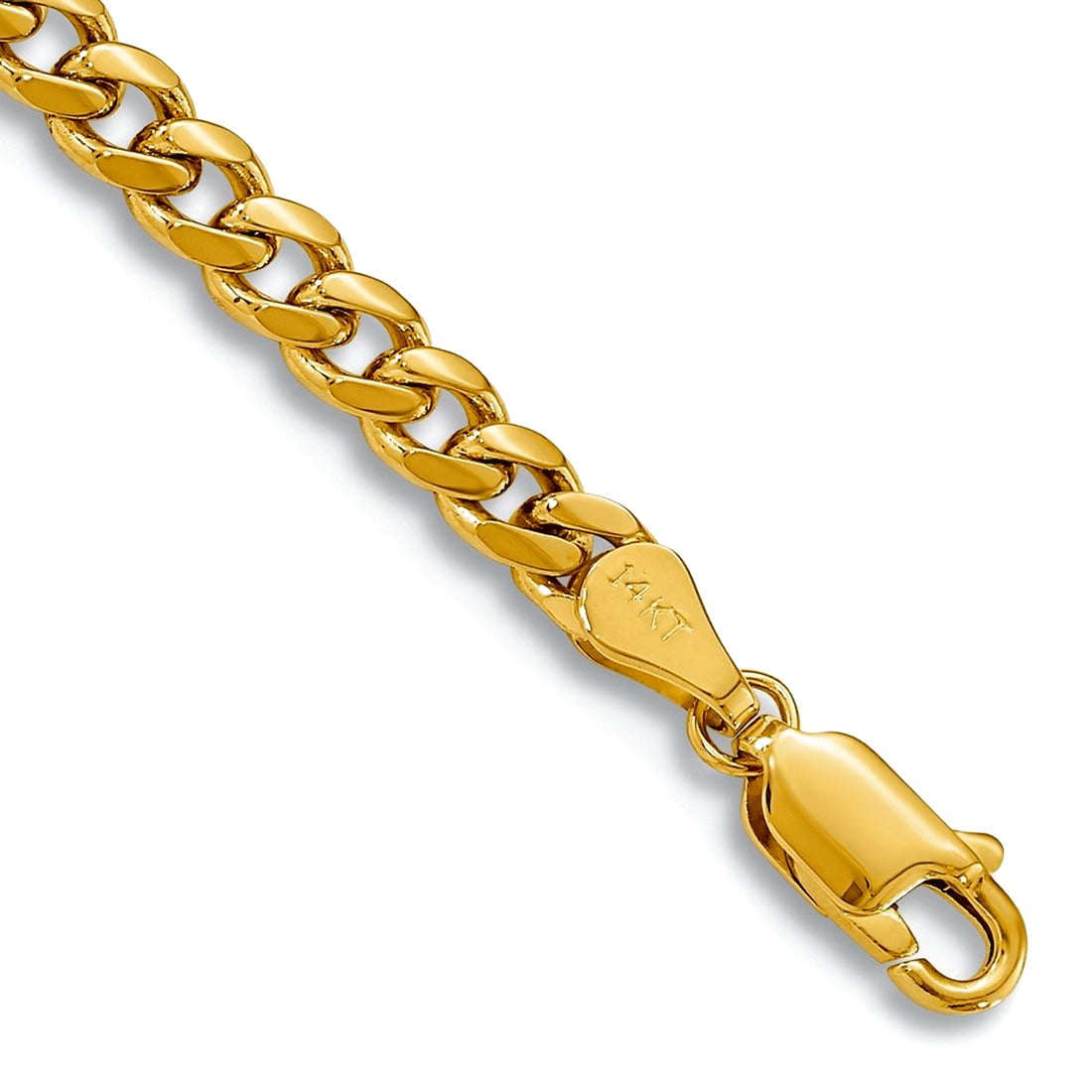 14K 8 inch 4.25mm Solid Miami Cuban Link with Lobster Clasp Bracelet