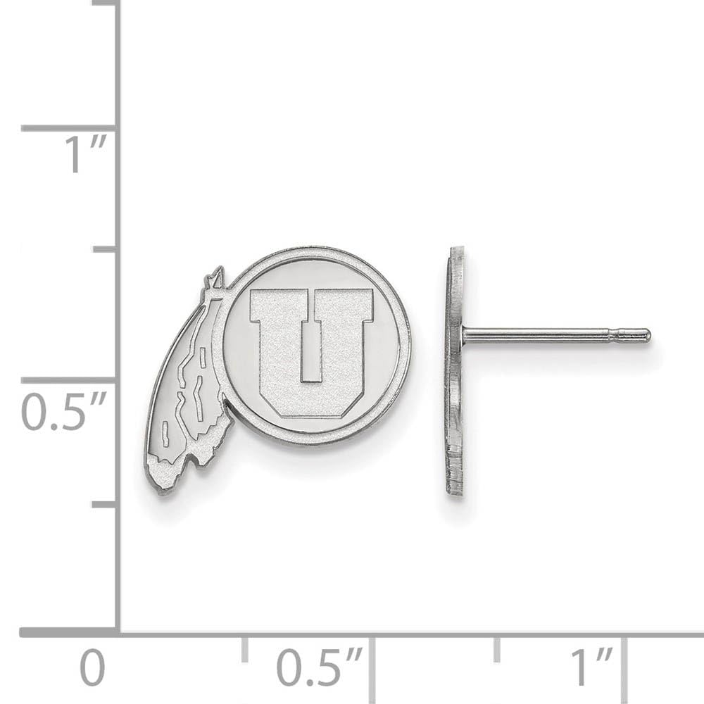 Sterling Silver Rhodium-plated LogoArt University of Utah Small Post Earrings Q-SS004UUT
