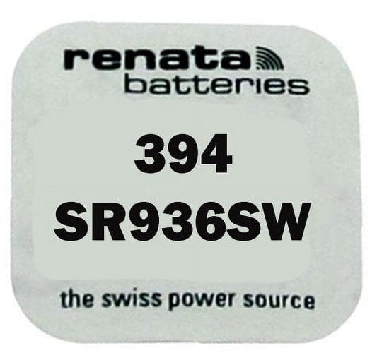 Strip of 10 Genuine Fresh Renata 394 SR936SW Swiss Made Silver 1.55v Batteries