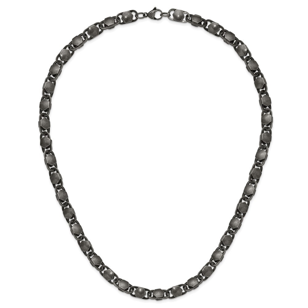 Stainless Steel Antiqued and Brushed 8.50mm 24in Necklace